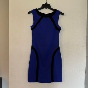 Dark blue and black accented dress. Perfect for business or cocktail party.